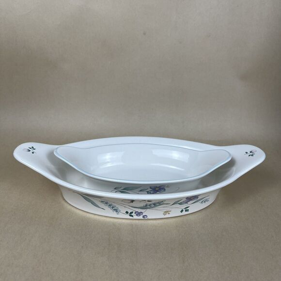 Pfaltzgraff  April Pattern Au Gratin Stoneware Baking Dishes Set Of 2 USA - Picture 1 of 12